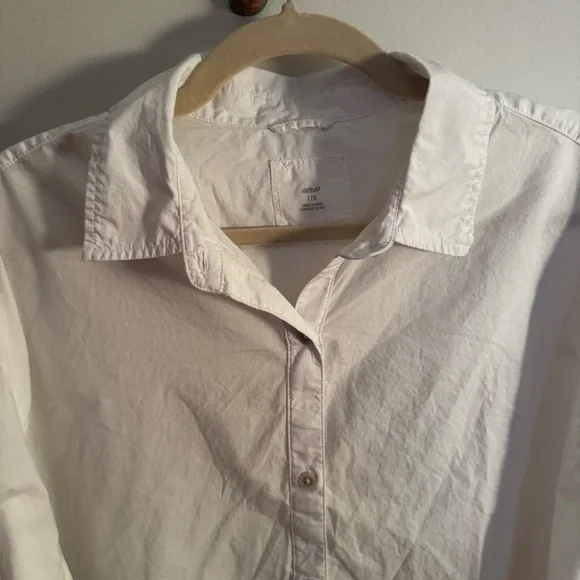 AERIE Good Day Button Down Shirt - White - Picture 4 of 5
